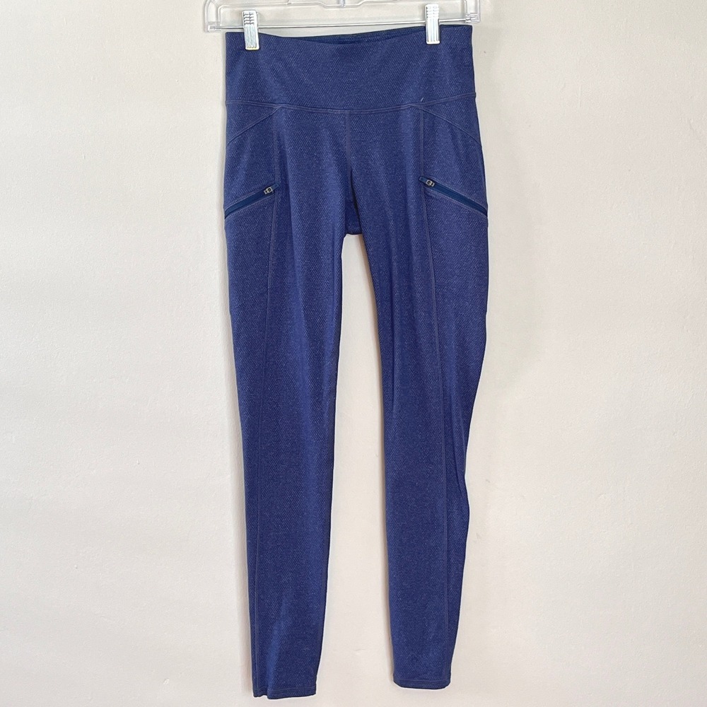 Athleta Leggings Womens XS Blue Low-Rise Zipper Pockets Athleisure Workout